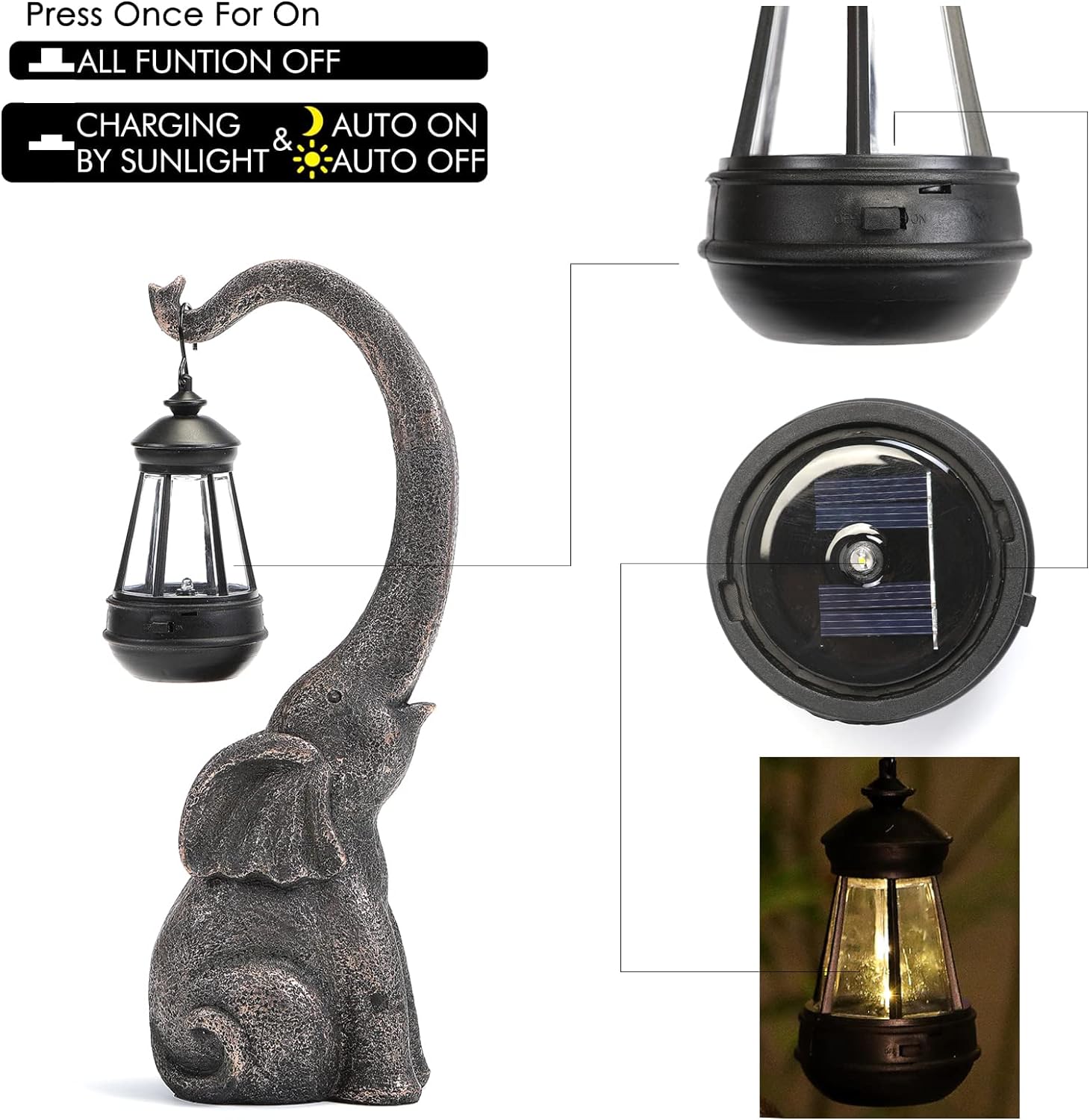 Betoverde Olifant Solar Lamp